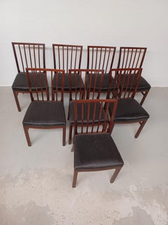 1940s Eight Danish Restored Mahogany Dining Chairs with Horse Hair Upholstery