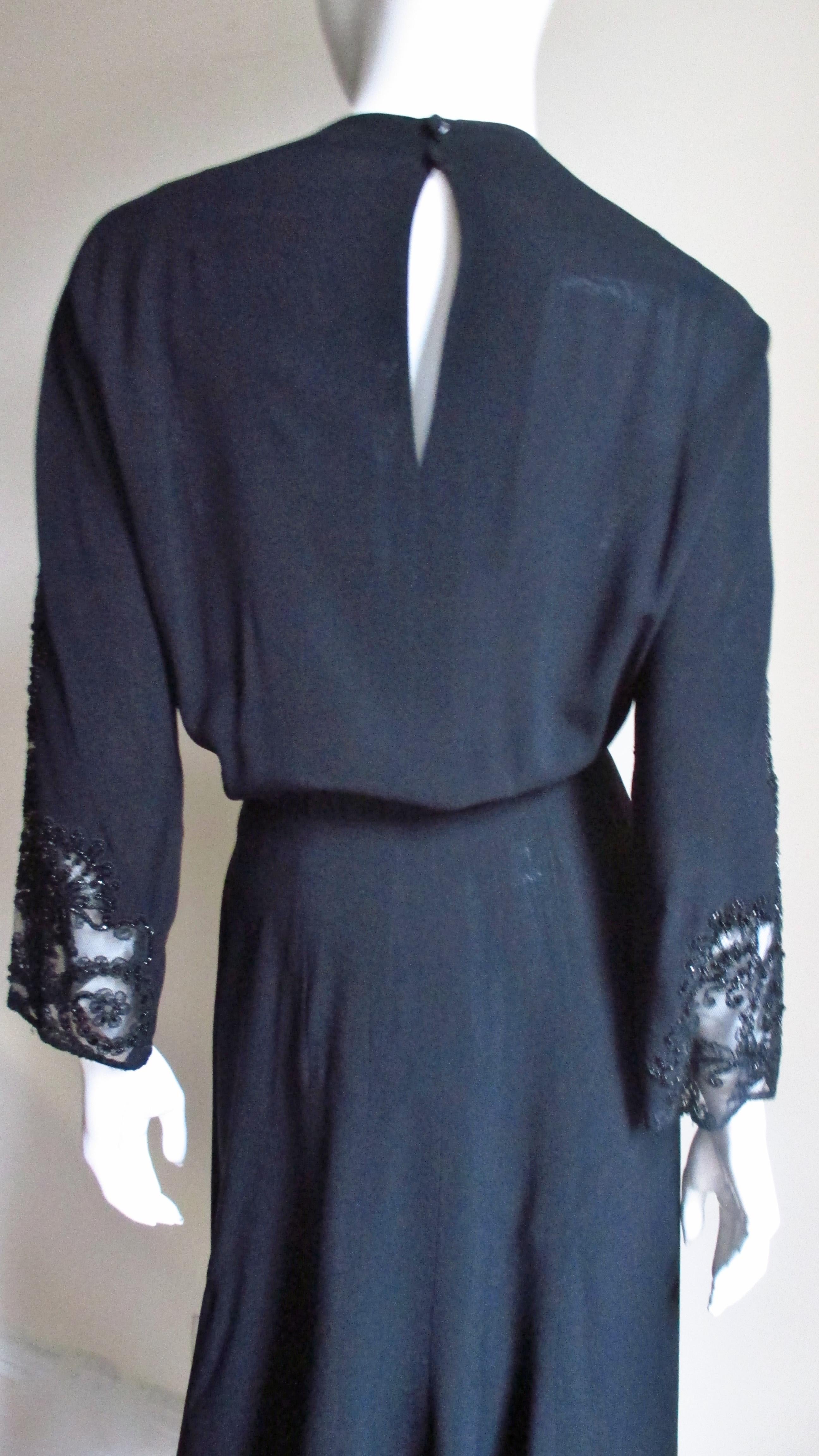 Eisenberg Originals Dress with Beaded Lace Panel 1940s For Sale 6