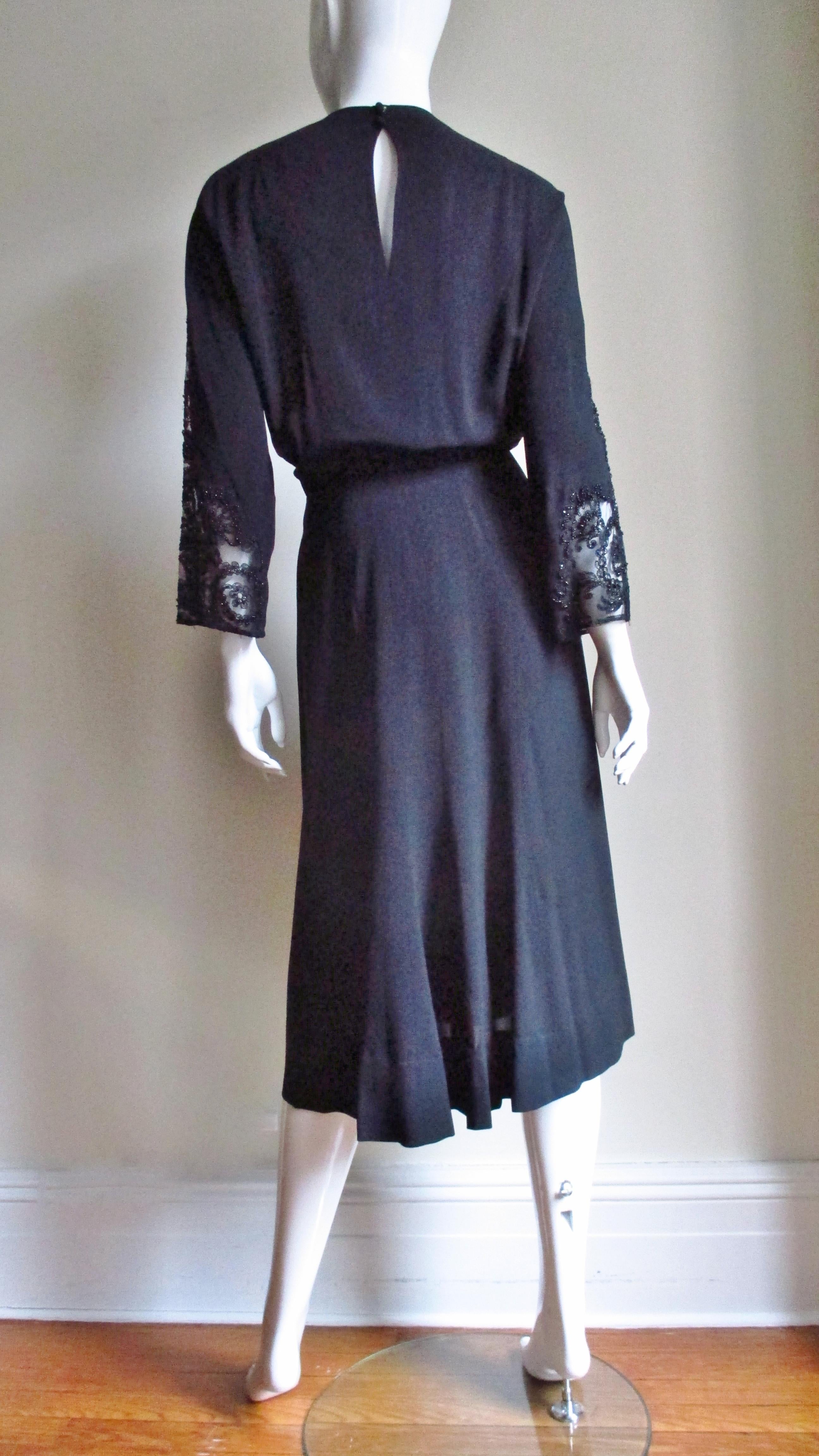 Eisenberg Originals Dress with Beaded Lace Panel 1940s For Sale 8
