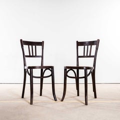1940's Elegant Dark Oak Bentwood Thonet Dining Chairs – Pair