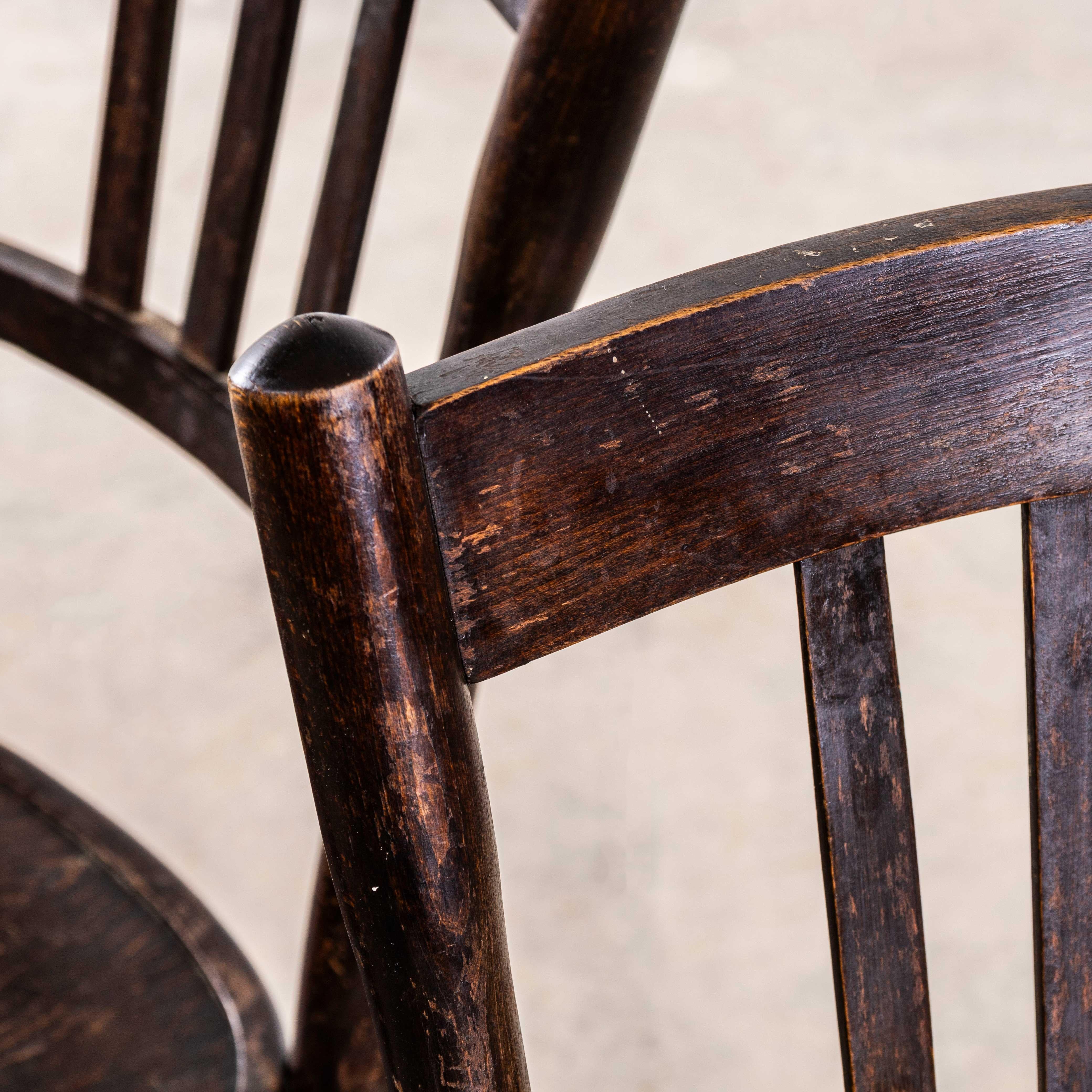 Austrian 1940's Elegant Dark Oak Bentwood Thonet Dining Chairs – Pair For Sale
