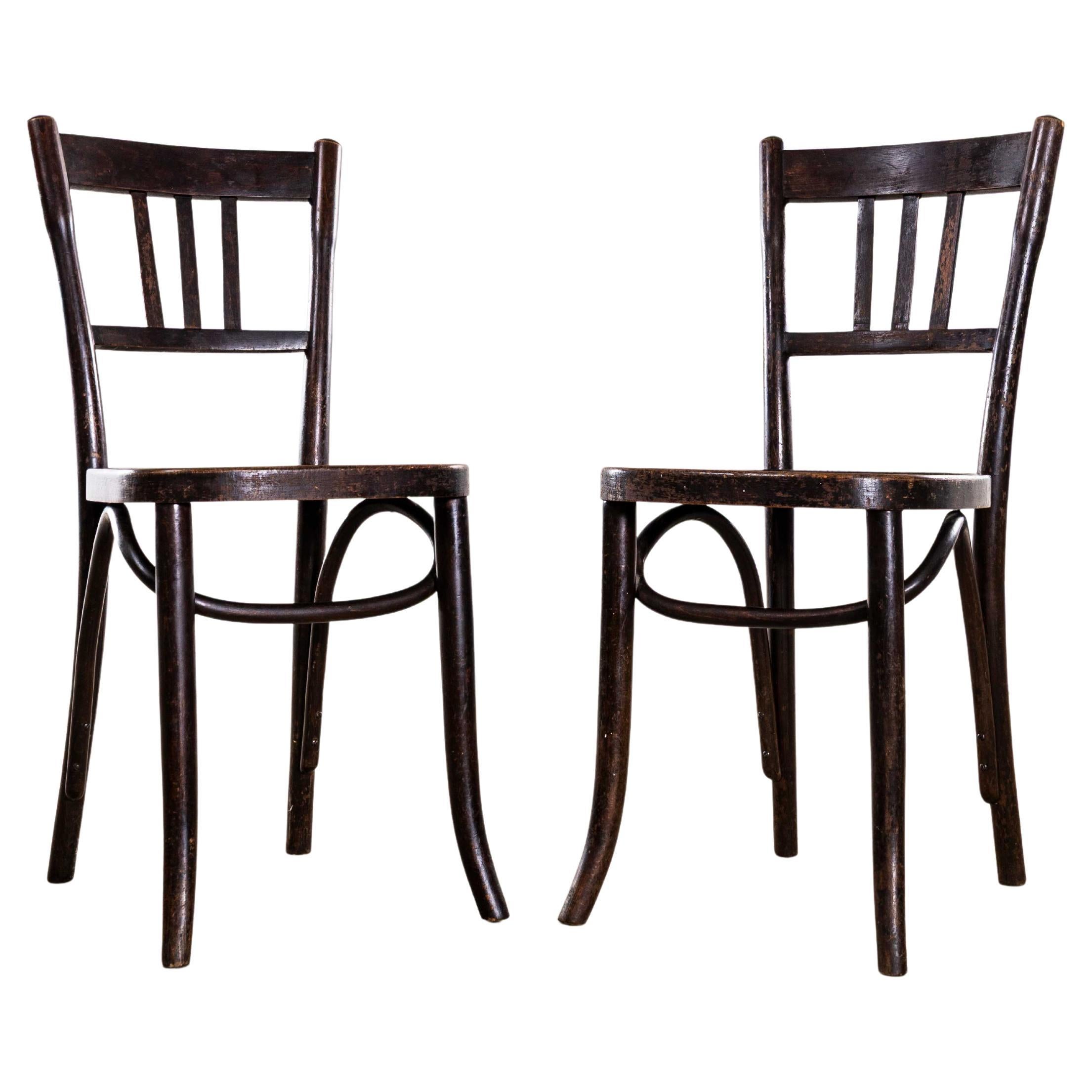 1940's Elegant Dark Oak Bentwood Thonet Dining Chairs – Pair For Sale
