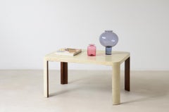 1940's elegant parchment-covered wooden coffee table