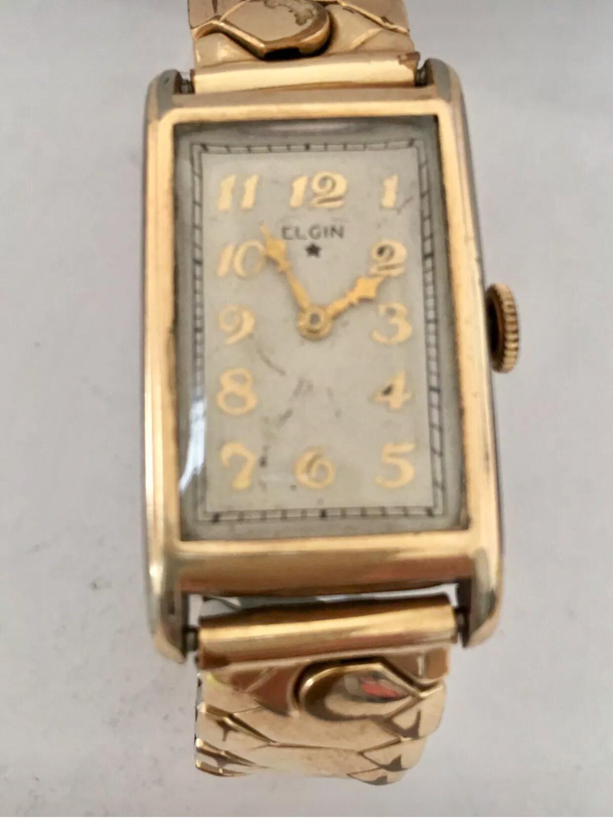 1940’s Elgin 10K Rolled Gold Front Case, Stainless Steel Back Case Wristwatch. This watch is working and ticking well.