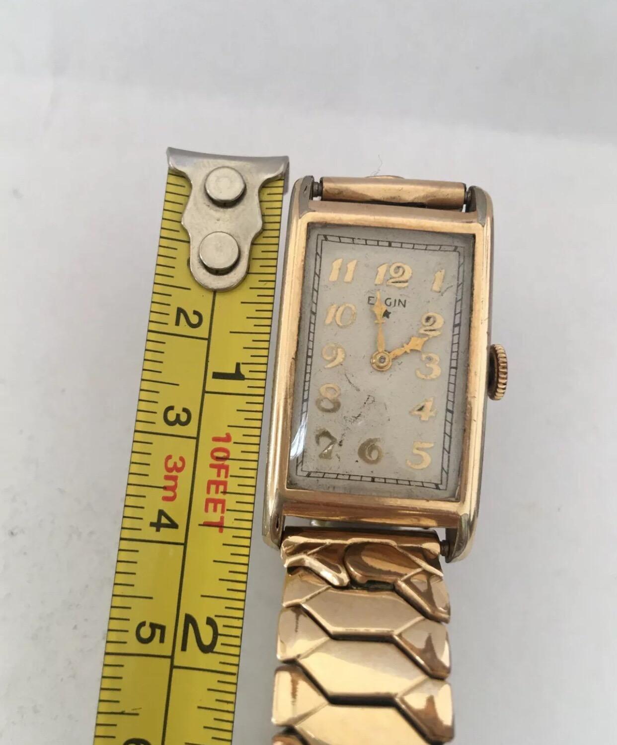 Women's or Men's 1940s Elgin 10 Karat Rolled Gold Front Case Stainless Steel Back Case Wristwatch For Sale