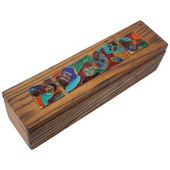 Scatola decorativa Elizabeth Bensley del 1940 in smalto e legno di zebra