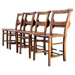 Vintage 1940's Elm And Ash Church - Chapel Dining Chairs - Set Of Four