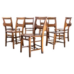 1940's Elm And Ash Church - Chapel Dining Chairs - Set Of Seven