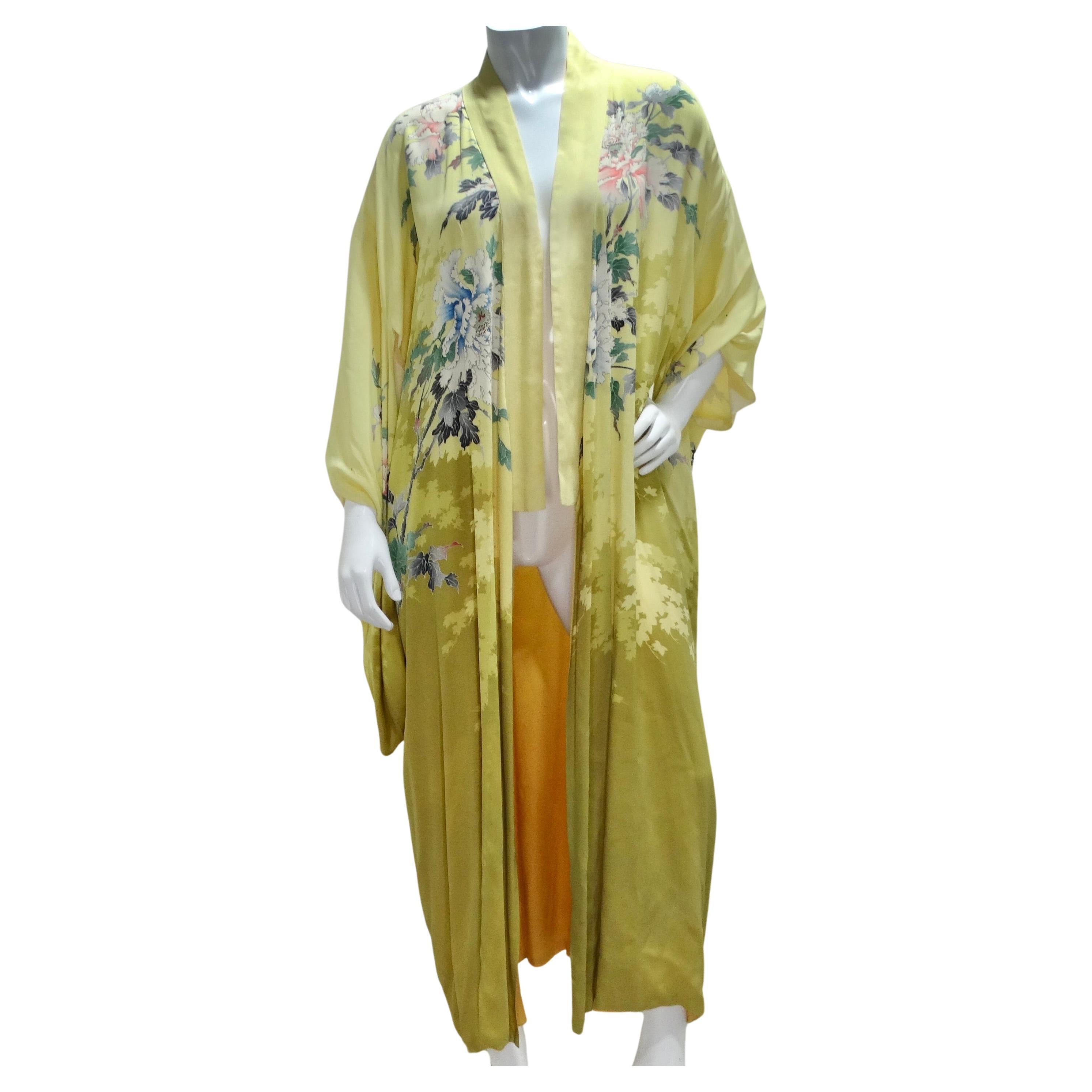 1940s Embroidered Silk Kimono For Sale
