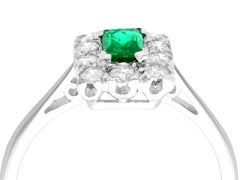 1940s Emerald Diamond White Gold Cocktail Ring
