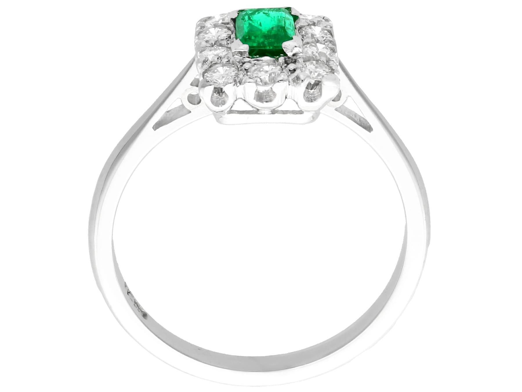 Women's 1940s Emerald Diamond White Gold Cocktail Ring For Sale