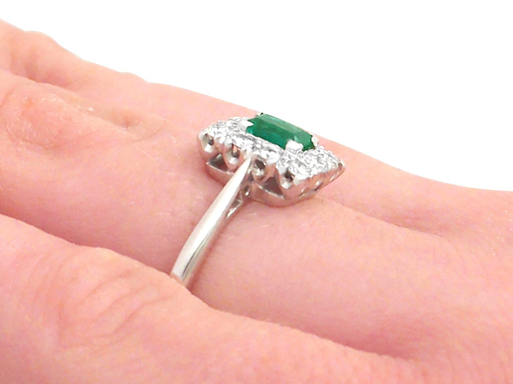 1940s Emerald Diamond White Gold Cocktail Ring For Sale 2