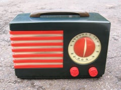 1940s Emerson Blue, White and Red Patriot Catalin or Bakelite Tube Radio