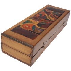 Boîte en bois et émail des années 1940 d'Elizabeth Bensley