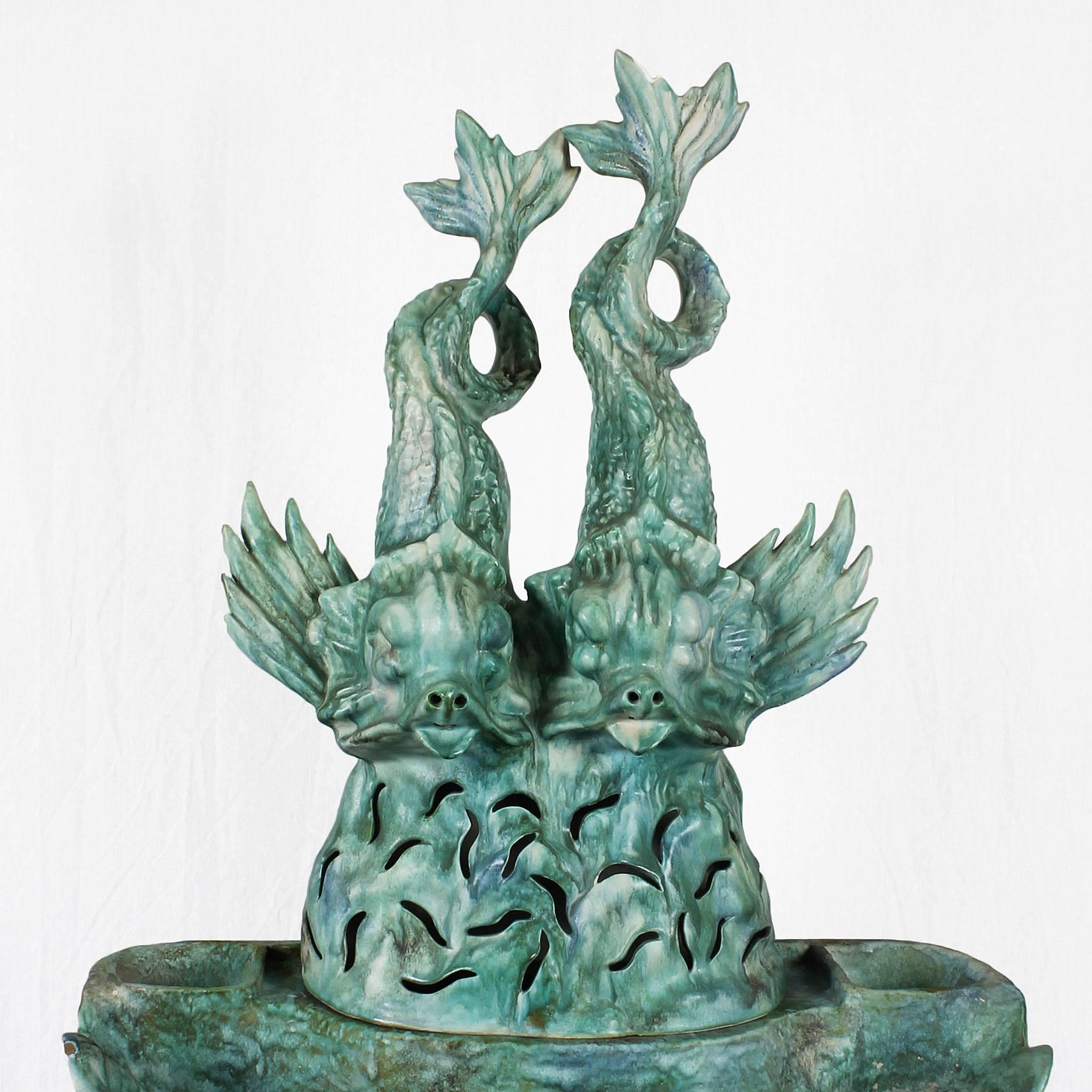 1940s Enameled Ceramic Wall Fountain, Les Fontaines de Provence, France 6