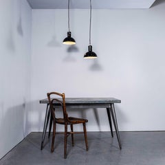 1940's English Black Enamel Factory Lamps - 10 Inch