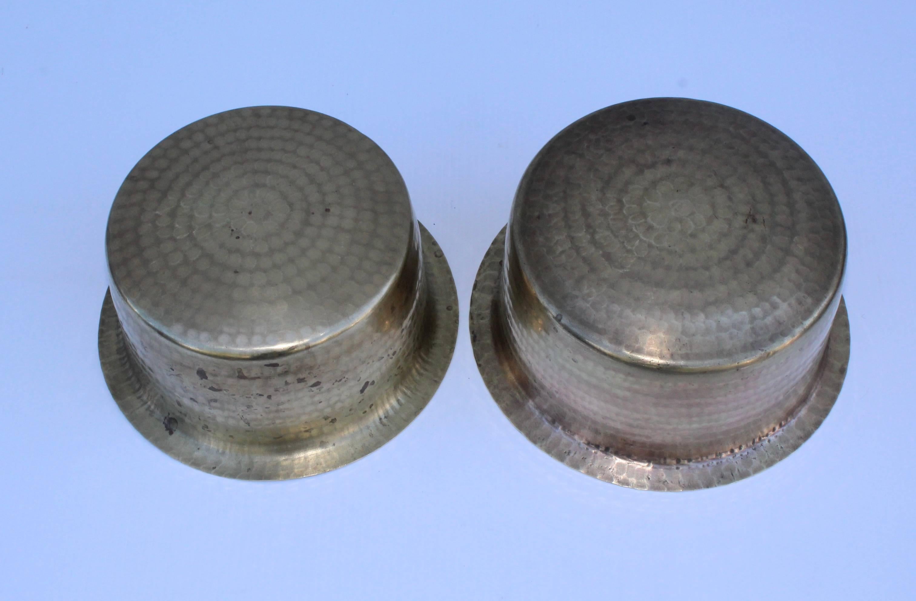 1940s English Brass Hammered Bowls For Sale 1