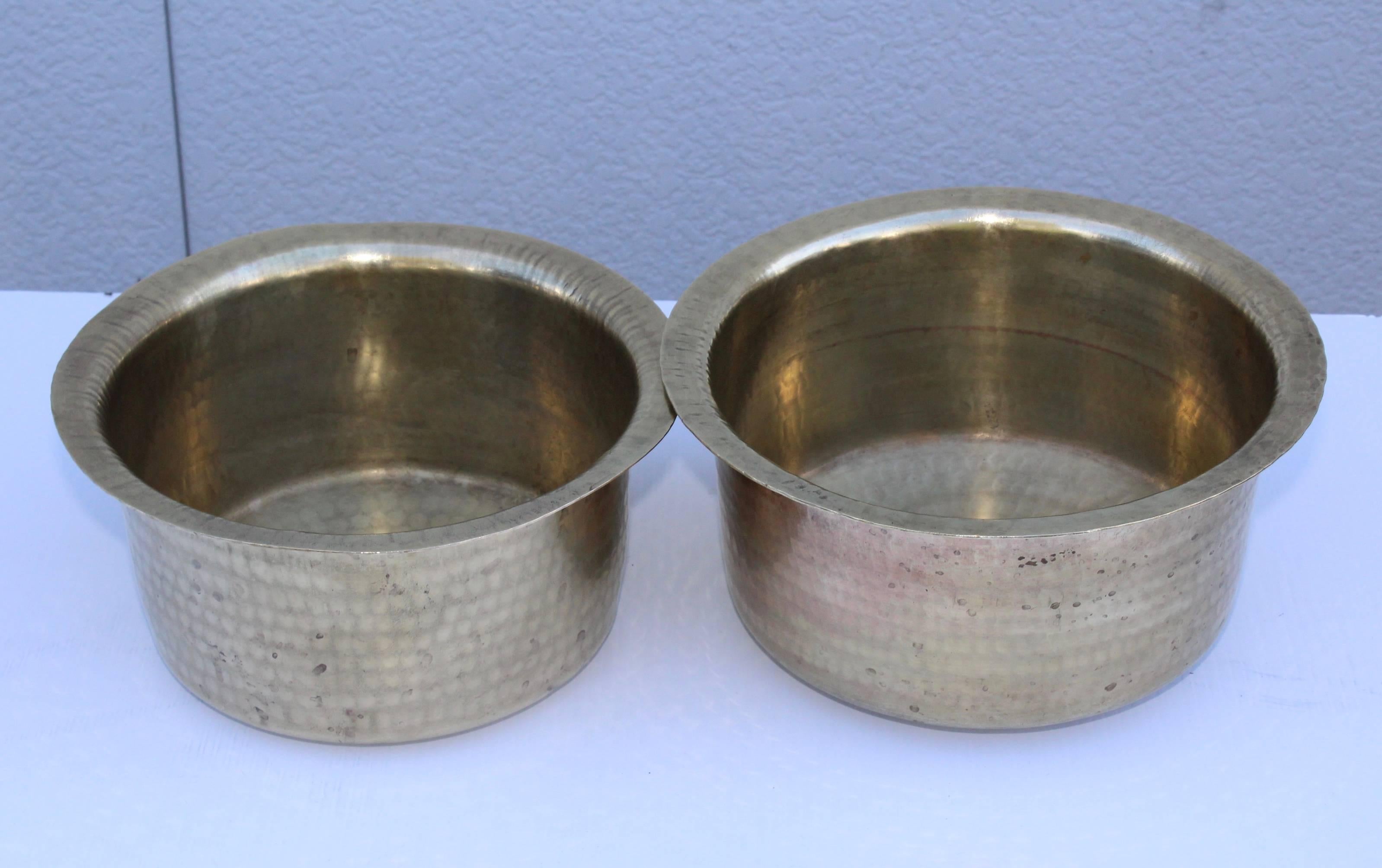 1940s English Brass Hammered Bowls For Sale 2
