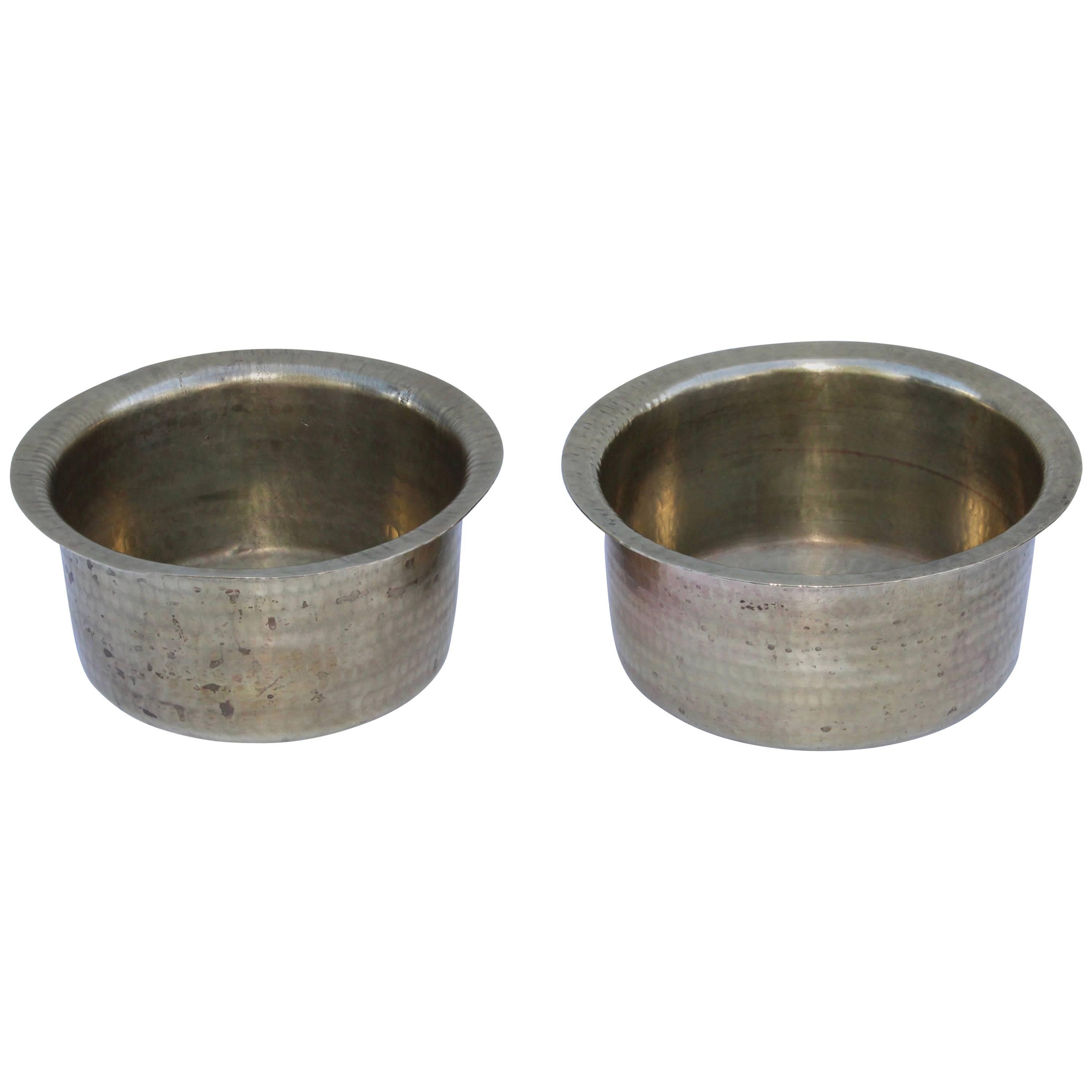 1940s English Brass Hammered Bowls For Sale