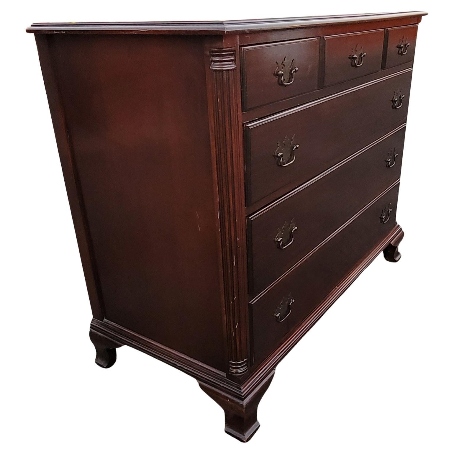 20th Century 1940s English Chippendale Mahogany Commode Chest of Drawers For Sale