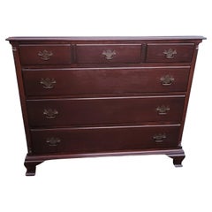 Antique 1940s English Chippendale Mahogany Commode Chest of Drawers