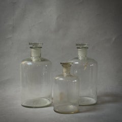 1940s English Glass Bottles with Stoppers