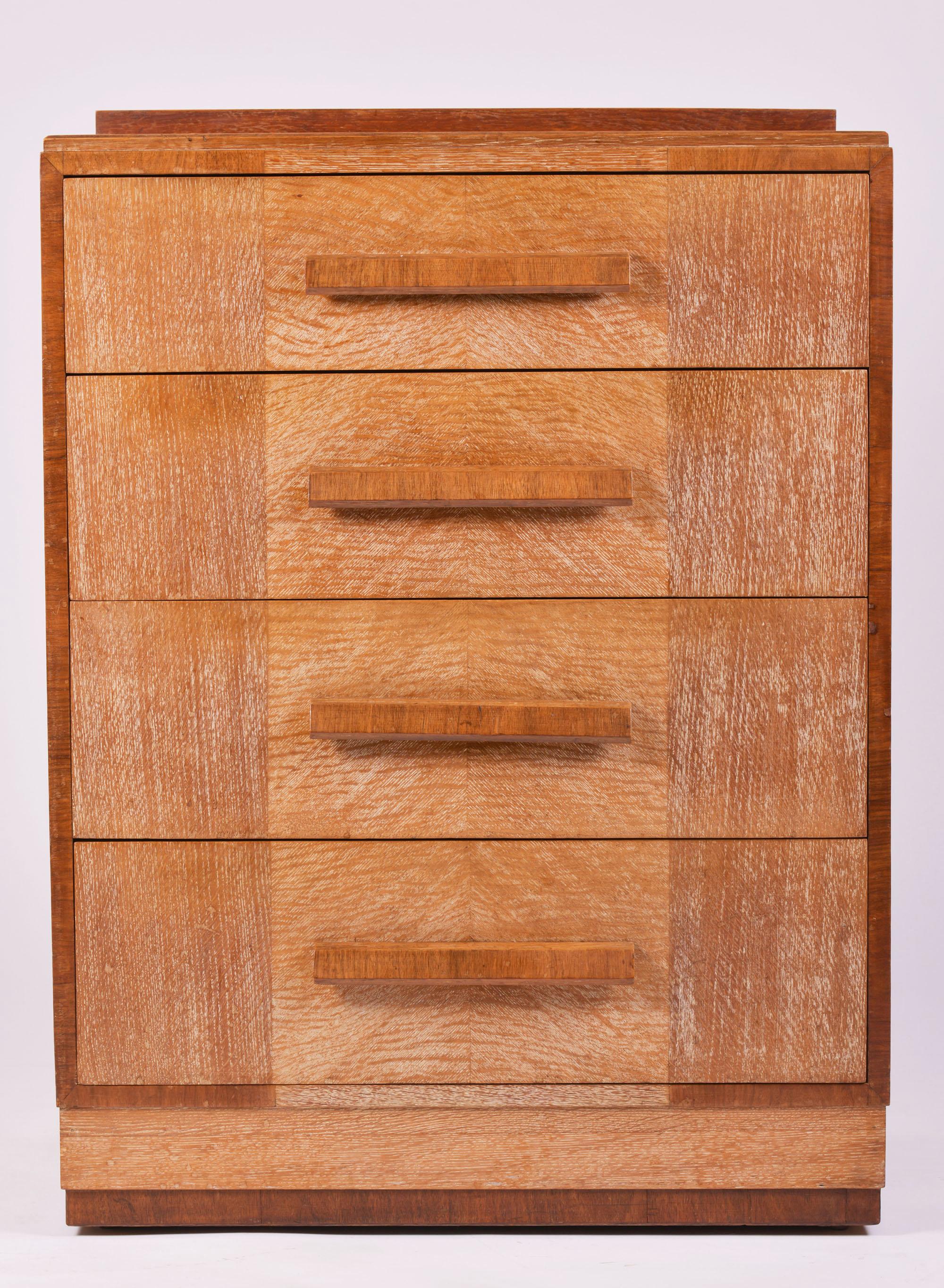 20th Century 1940s English Limed Oak Chest of Drawers