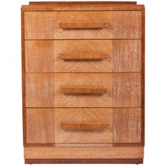 1940s English Limed Oak Chest of Drawers