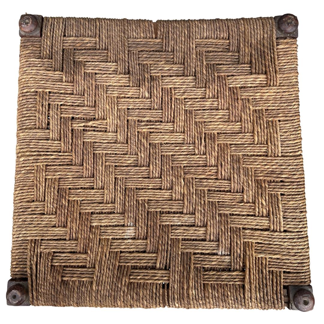 Mid-20th Century 1940s English Oak and Jute Footstool For Sale
