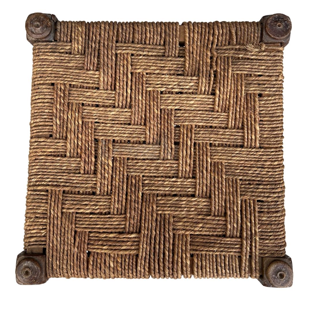 1940s English Oak and Jute Footstool 1