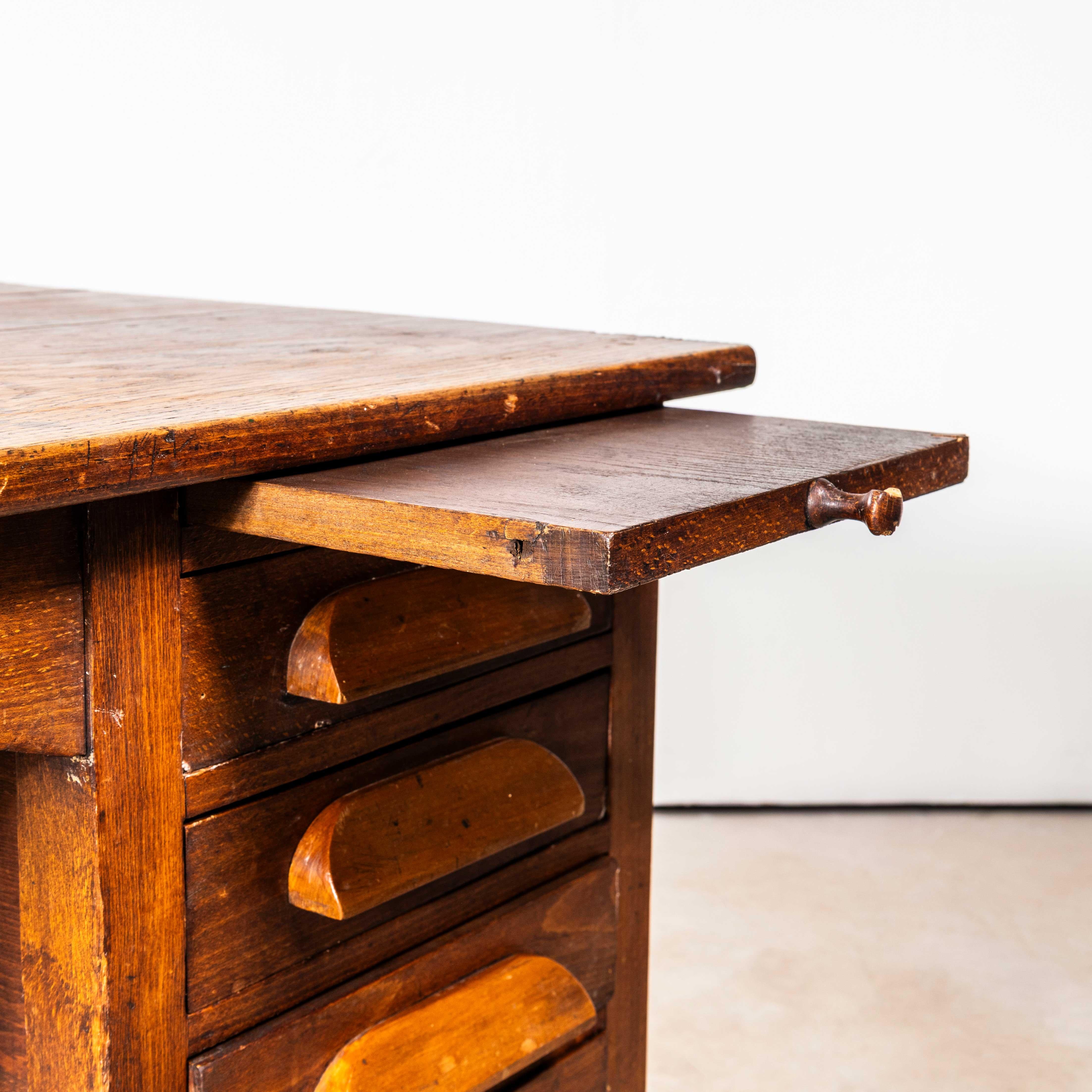 1940's English Oak Compact Desk - Four Drawer For Sale 6
