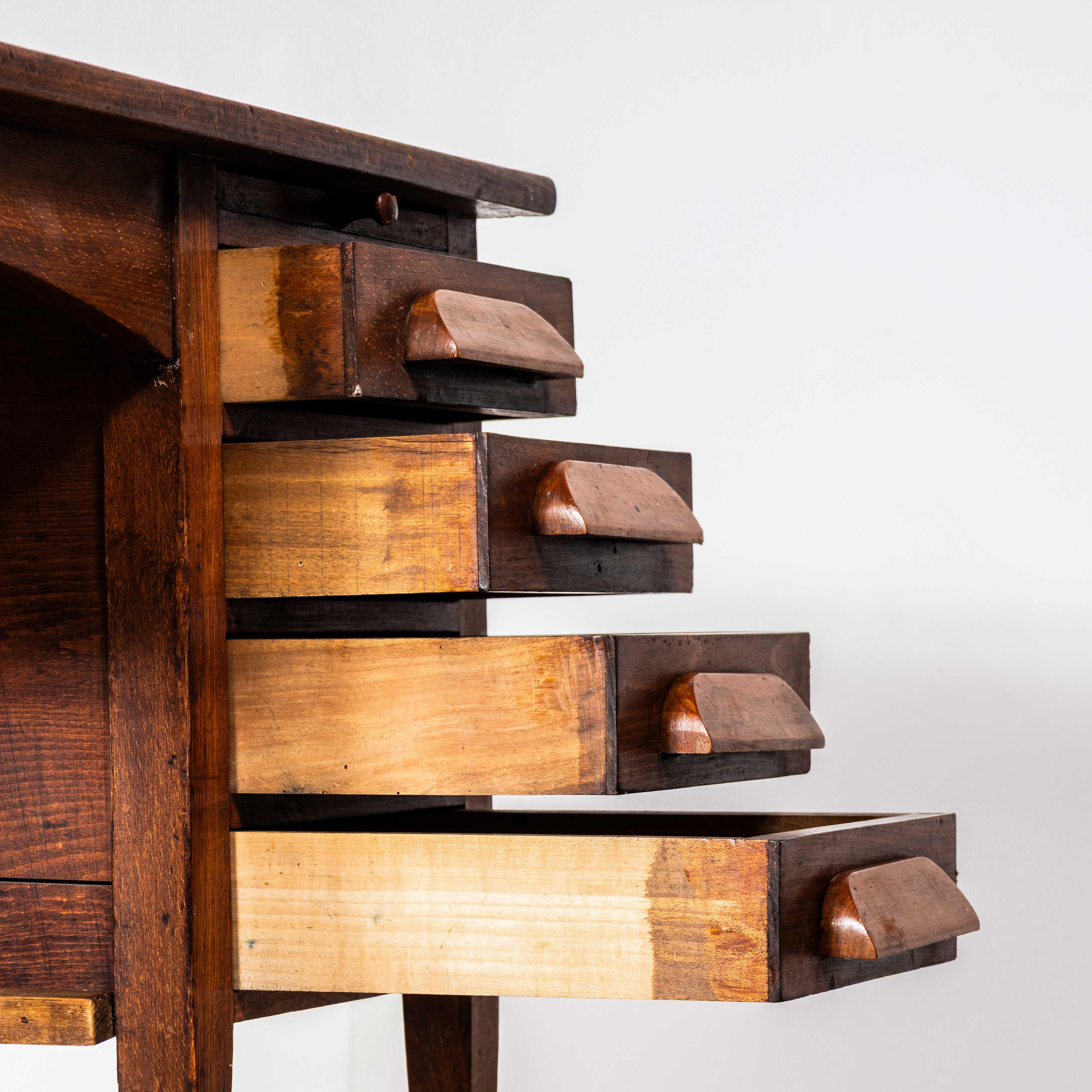 1940's English Oak Compact Desk - Four Drawer For Sale 1