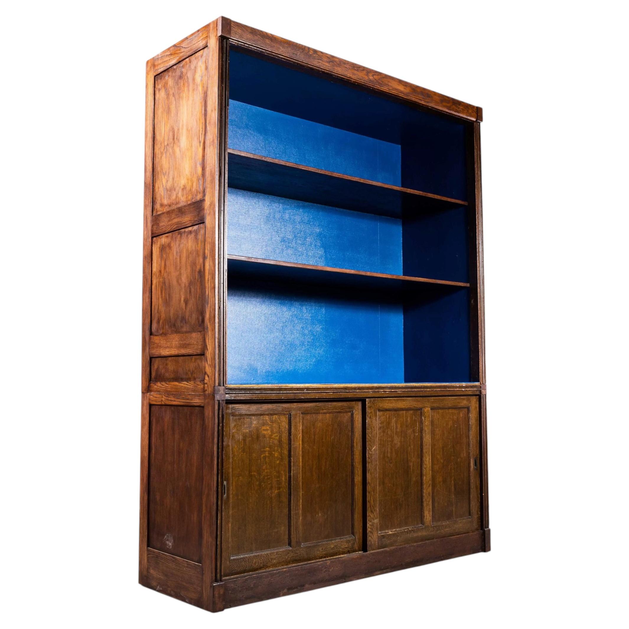 1940's English Oak Library Shelving Cabinet - Shelved Storage For Sale