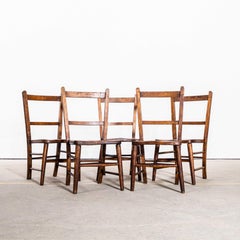 1940's English Solid Ash And Elm Children's Chapel Chairs - Set Of Five