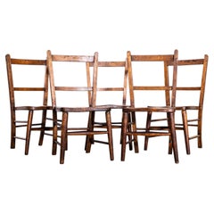 1940's English Solid Ash And Elm Children's Chapel Chairs - Set Of Five