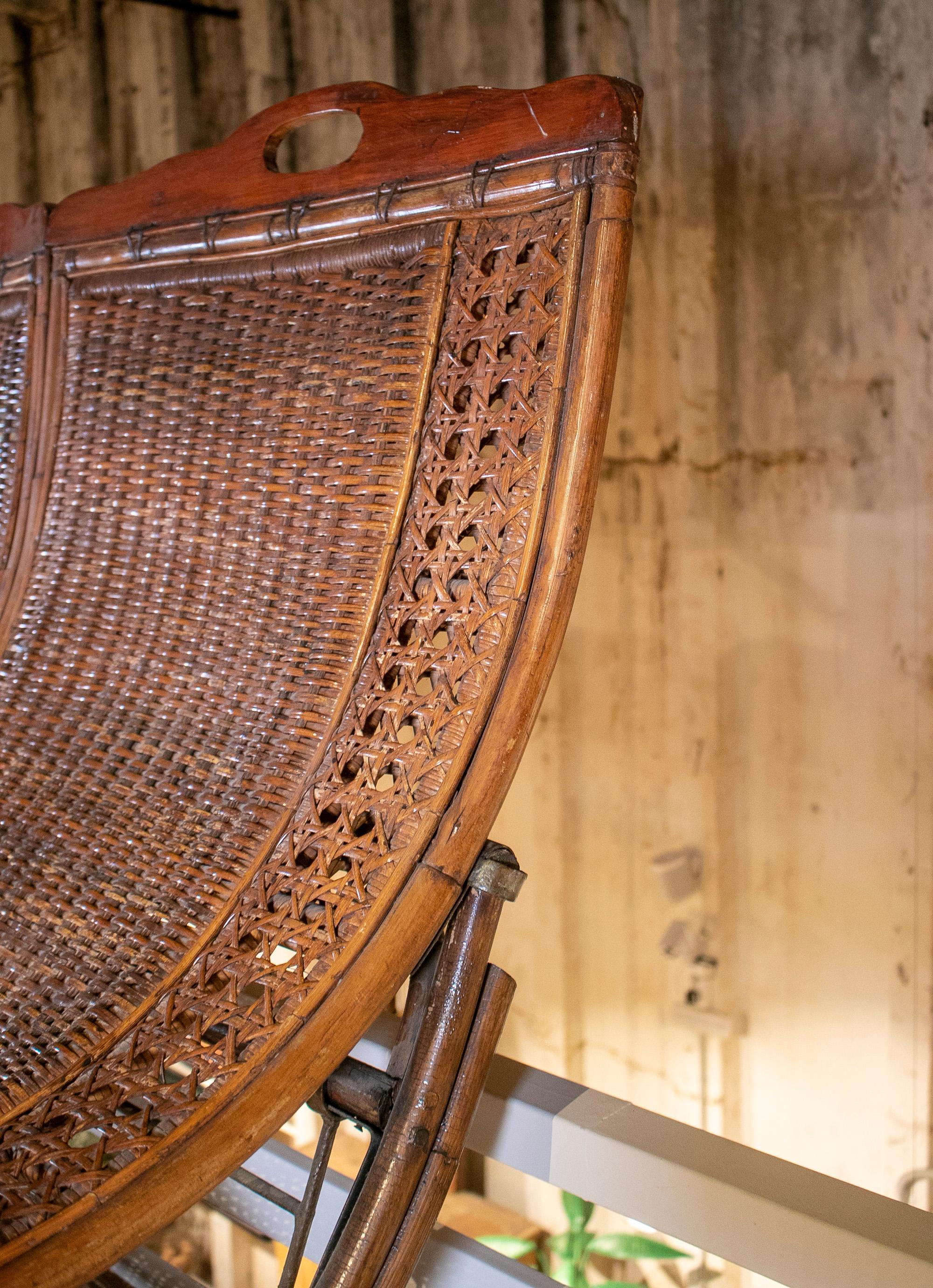 1940s English Woven Wicker & Bamboo 2-Seater Sofa  2