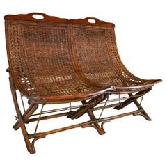 1940s English Woven Wicker & Bamboo 2-Seater Sofa