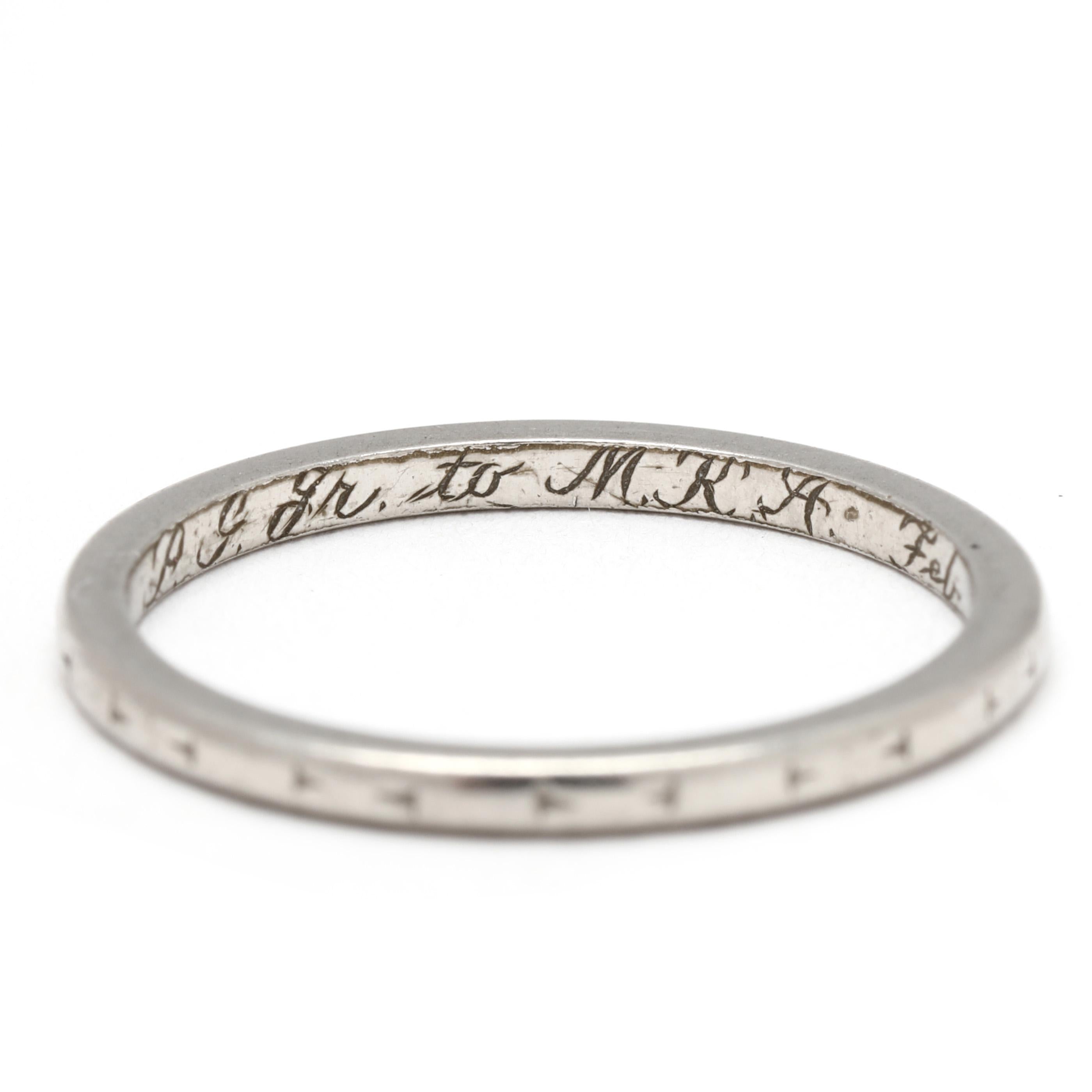 da uomo o donna Fede nuziale incisa anni '40, platino, misura 5,5, impilabile in vendita