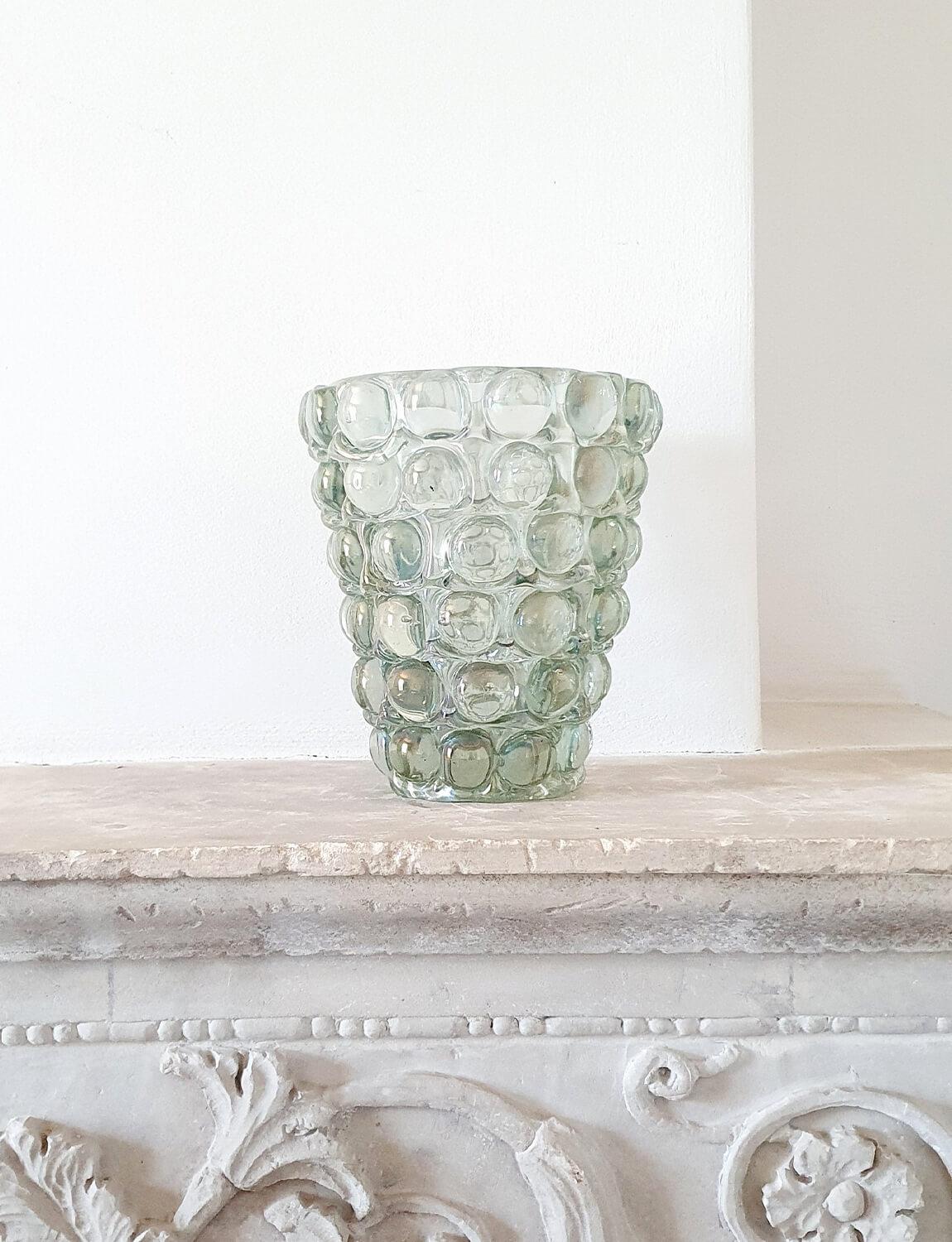 1940s Ercole Barovier Italian Pale Green Lenti Vase In Good Condition In Florence, Tuscany