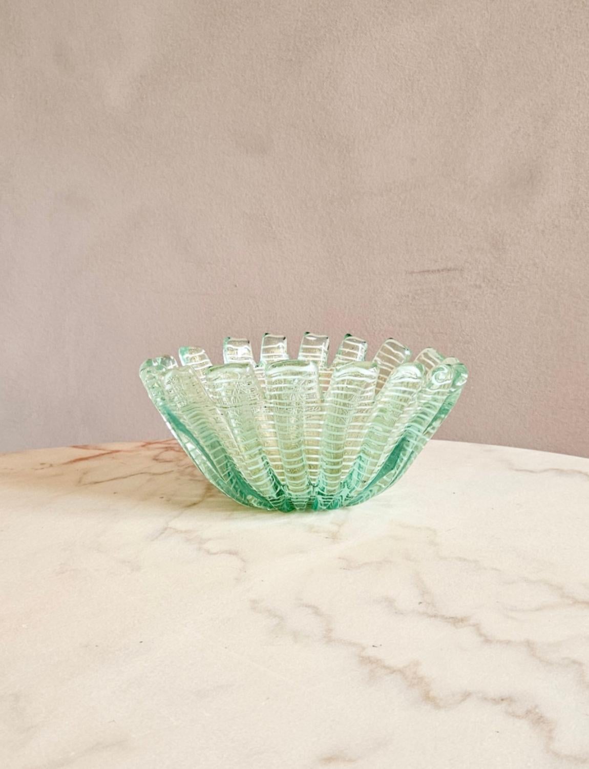 Italian 1940s Ercole Barovier Zebra Bowl