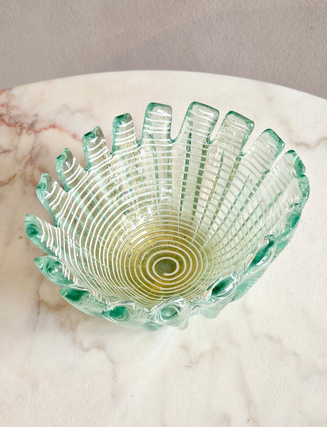 Glass 1940s Ercole Barovier Zebra Bowl