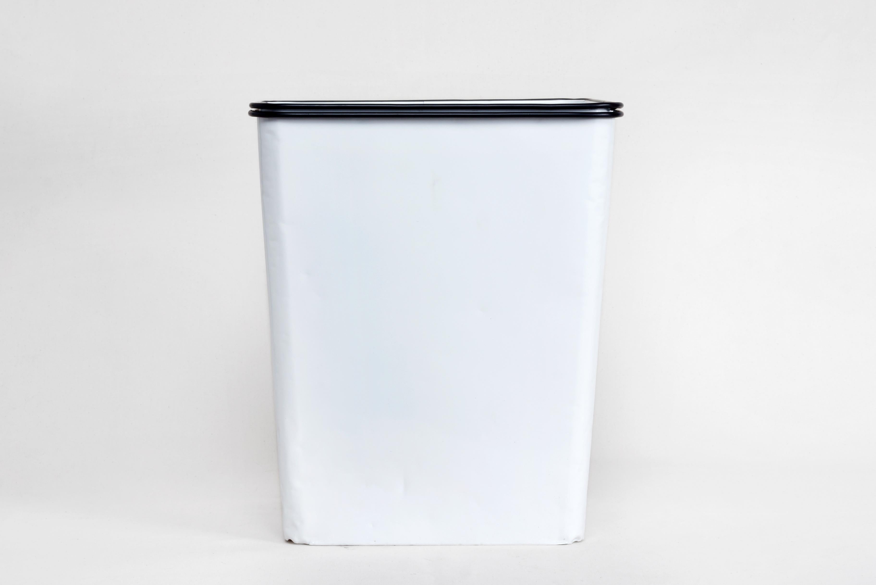 Machine Age 1940s Erie Art Metal Steel Trash Can Refinished in Gloss White
