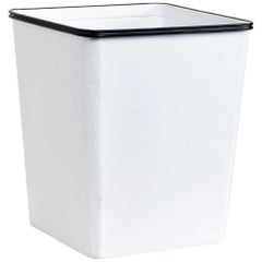 1940s Erie Art Metal Steel Trash Can Refinished in Gloss White