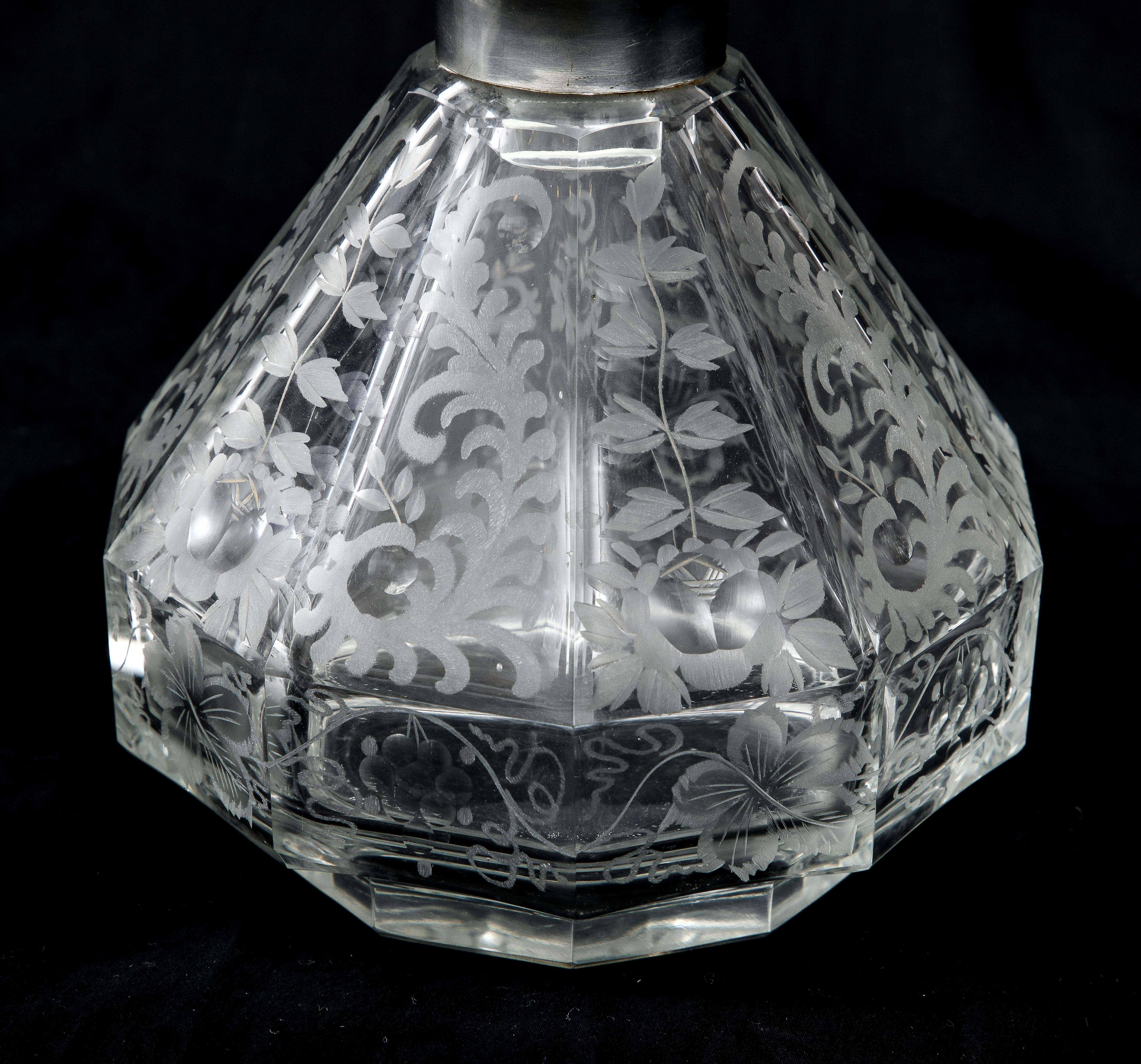 1940's Etched Glass Decanters With Stoppers For Sale 11