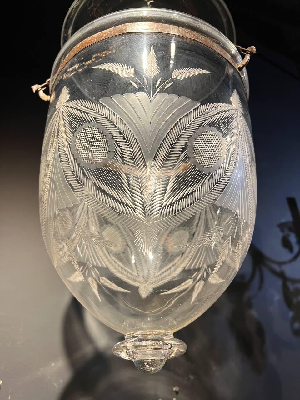 French 1940's Etched Glass Lantern For Sale