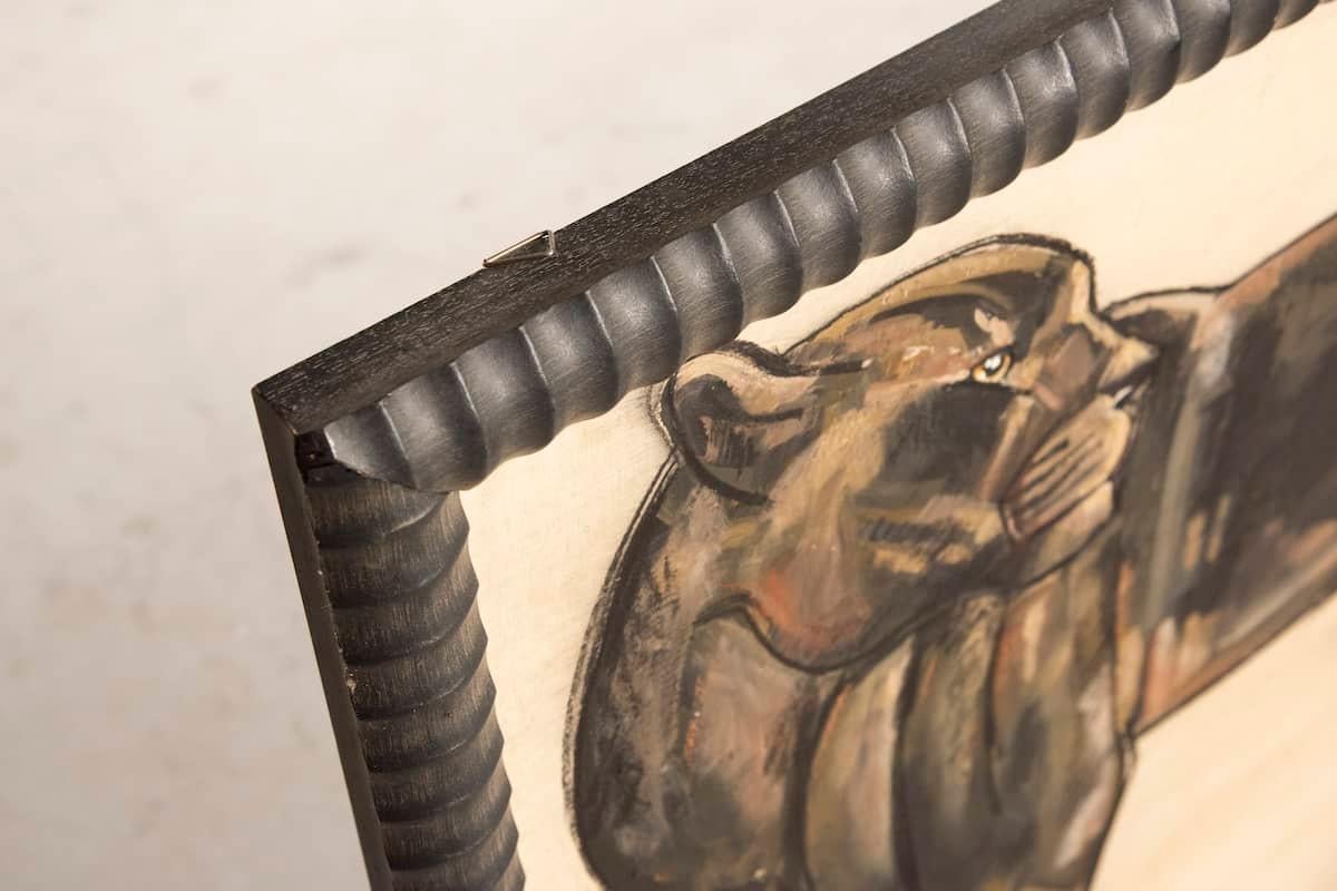 1940s Etiennette Johan Panthers Painting With Coeval Frame 1