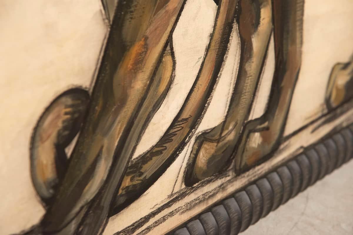 1940s Etiennette Johan Panthers Painting With Coeval Frame 2