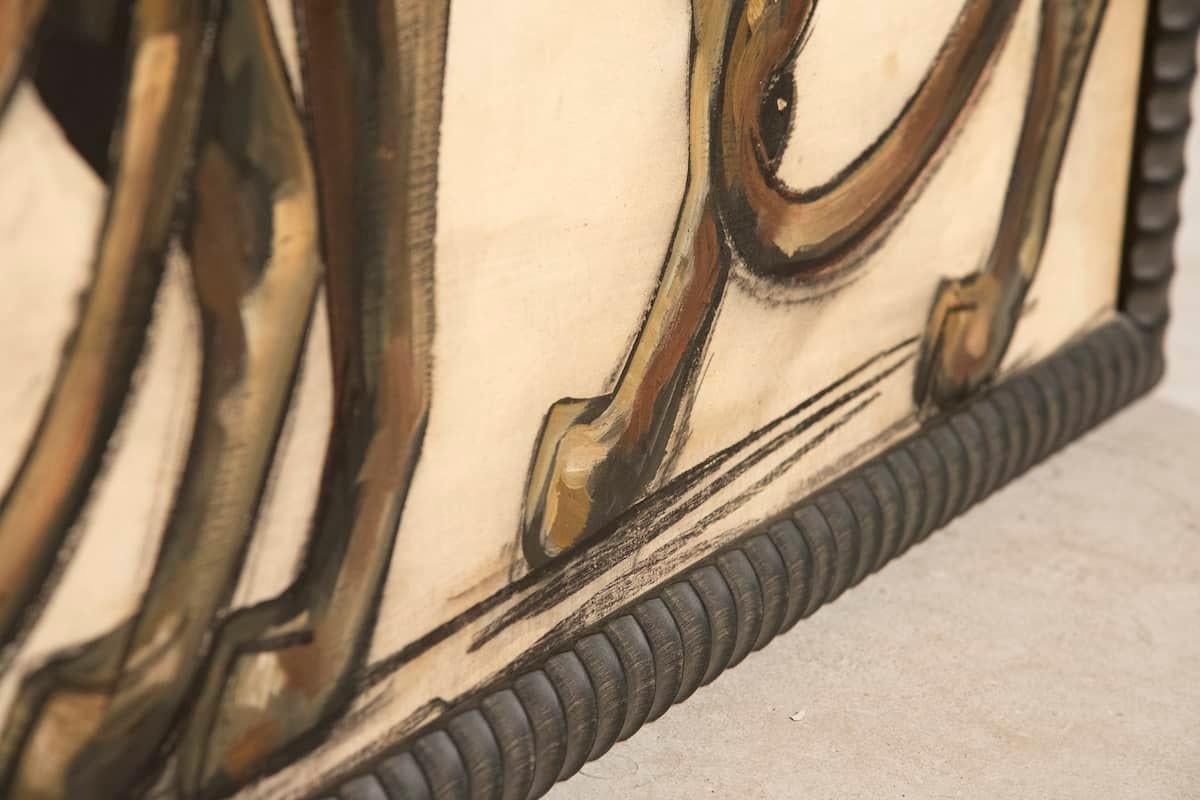 1940s Etiennette Johan Panthers Painting With Coeval Frame 3