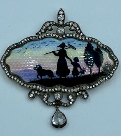 1940s European 18k gold enameled pendant