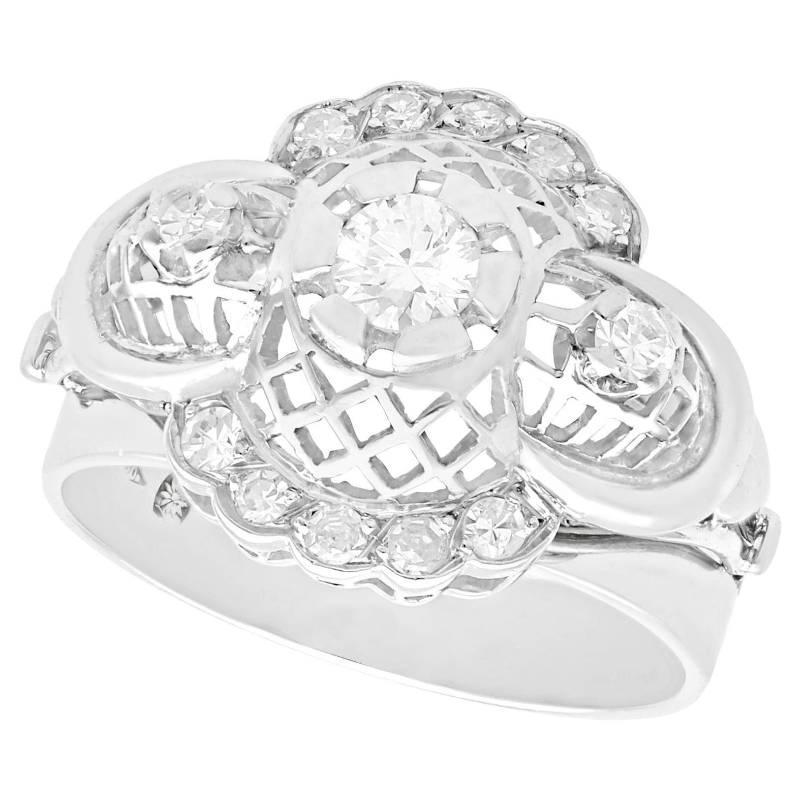 1940er Jahre Europäischer Cocktailring aus Diamant und Weißgold